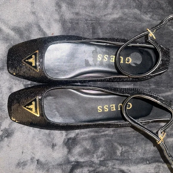 GUESS Women's Black Sequin Ballet Flats - Picture 3 of 6